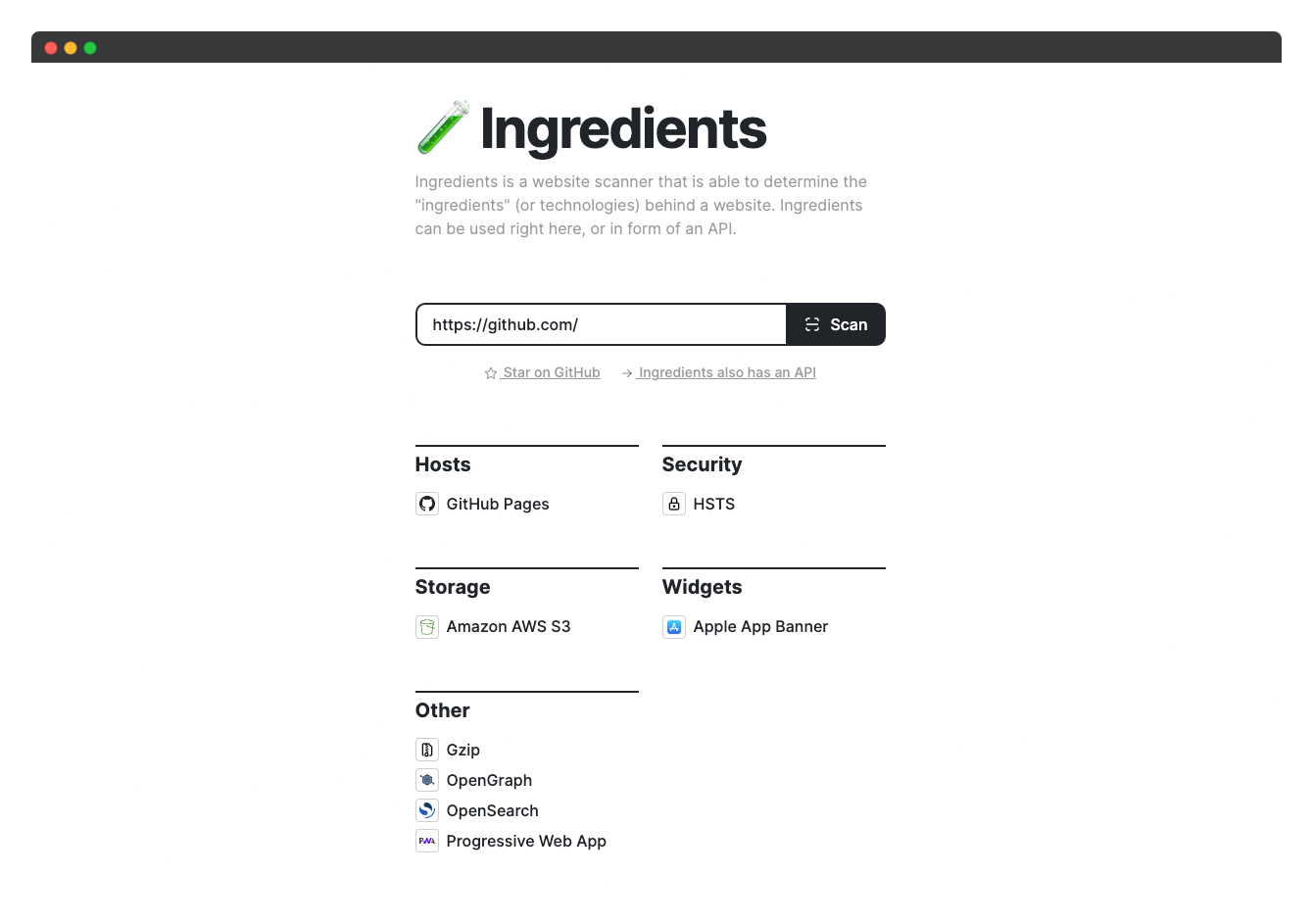 Ingredients Screenshot
